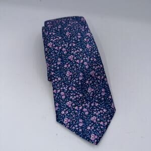 Burma Bibas Tie Blue Pink Floral Pattern 100% Silk 60x3 NWT #154 Italy
